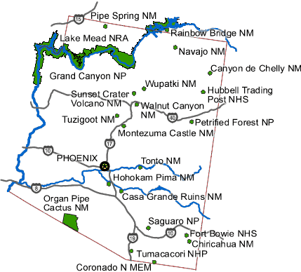 State Parks In Arizona Map Gretal Gilbertine   Arizona National Parks 