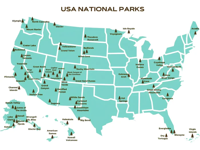 list of national parks in the US 2024